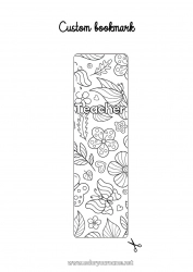 Child coloring page Flowers Spring Children's activities Leaves Bookmark Intermediate coloring pages