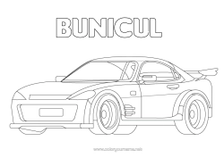 Pagină de colorat gratuită Vehicule Mașină Mașină de curse Mașini, furgonete și autorulote Vehicule de curse și circuite