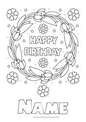 Free colouring Flowers Birthday