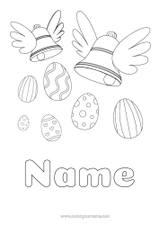 Free colouring Bell Easter eggs Easter