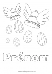 Coloriage gratuit Cloche Oeufs de Pâques Pâques