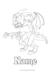Free colouring Monster Mexico Intermediate colouring sheets Dragons, unicorns, and fantastical creatures Chupacabra