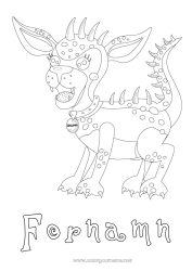 Gratis färgläggning Monster Hund Djur Mexiko Mellannivå färgläggningar Hundar och katter Drakar, enhörningar och fantastiska djur Chupacabra