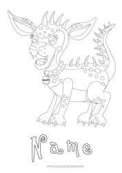Free colouring Monster Dog Animal Mexico Intermediate colouring sheets Dogs and cats Dragons, unicorns, and fantastical creatures Chupacabra