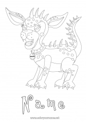 Free coloring Monster Dog Mexico Intermediate coloring pages Dog and cat Dragons, unicorns and fantastic animals Chupacabra