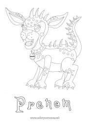 Coloriage gratuit Monstre Chien Animal Mexique Coloriages intermédiaires Chiens et chats Dragons, licornes et animaux fantastiques Chupacabra