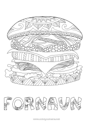 Gratis fargelegging Mat Komplekse fargelegginger Hamburger Ost