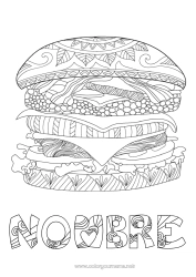Dibujo libre Alimento Dibujos complejos para colorear Hamburguesa Queso