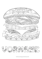 Malvorlage anpassen Essen Komplexe Ausmalbilder Hamburger Käse