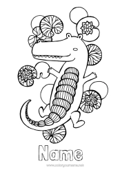 Colouring to customise Crocodile Animal Intermediate Colouring Sheets Reptiles