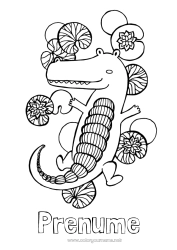Pagină de colorat personalizată Crocodil Animal Colorează intermediare Reptile