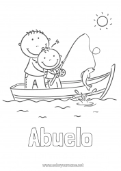 Niño página para colorear Sport Pesca Verano Primavera Mar Vehículos Barco Vehículos marítimos