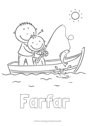 Färgläggningssida för barn Sport Fiske Sommar Vår Hav Fordon Båt Marina fordon