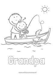 Child coloring page Fishing Summer Spring Sea Vehicles Boat Maritime vehicles