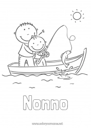 Pagina da colorare per bambini Sport Pesca Estate Primavera Mare Veicoli Barca Veicoli marittimi