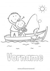 Kostenlose Malvorlage Sport Angeln Sommer Frühling Meer Fahrzeuge Boot Seefahrzeuge