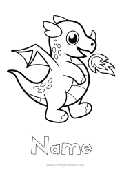 Free colouring Cute Cute Dragon Animal Fairy tale Easy colouring pages Dragons, unicorns, and fantastical creatures