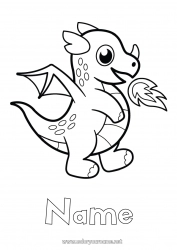 Free drawing Cute Kawaii Dragon Animal Fairy tale Easy coloring pages Dragons, unicorns and fantastic animals