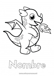 Dibujo libre Lindo Kawaii Dragón Animales Cuento de hadas Dibujos fáciles para colorear Dragones, unicornios y animales fantásticos