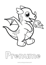 Desen liber de colorat Drăguț Drăguț Dragon Animal Poveste cu zâne Desene de colorat ușoare Dragoni, unicorni și animale fantastice