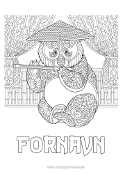 Gratis fargelegging Rolig og zen Mandala Dyr Japan Musikk Panda Hatt Kina Komplekse fargelegginger Zentangle Anti-stress Andre dyr i verden Musikkens dag Musikkinstrumenter Fløyte