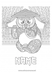 Free coloring Calm and zen Mandala Animal Japan Music Panda Hat China Complex coloring pages Zentangle Antistress Other animals of the world World Music Day Musical instruments Flute