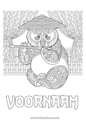 Gratis tekening Rustig en zen Mandala Dier Japan Muziek Panda Hoed China Complex Kleurplaten Zentangle Anti-stress Andere dieren van de wereld Muziekfestival Muziekinstrumenten Fluit