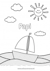 Coloriage enfant Été Mer Véhicules Bateau Voilier Coloriages faciles Coloriages intermédiaires Véhicules maritimes Vagues