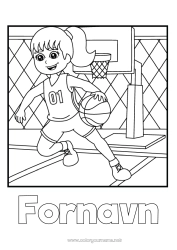 Gratis tegning Sport Pige Basketball Holdidræt