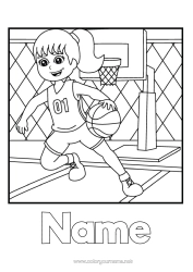 Free colouring Sport Girl Basketball Team sports