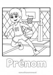 Coloriage gratuit Sport Fille Basketball Sports d'équipe