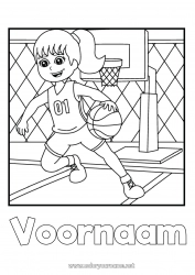 Gratis kleurplaat Sport Meisje Basketbal Teamsporten