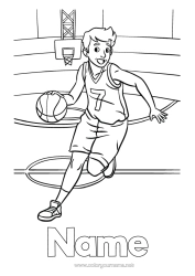 Free colouring Sport Boy Basketball Team sports