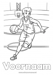 Kleurplaat aanpassen Sport Jongen Basketbal Teamsporten