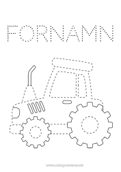 Gratis färgläggning Fordon Barnaktiviteter Punkter att koppla ihop Traktor Gårdsfordon Gård Lätta målarbilder Rita och färglägg Gårdsyrken