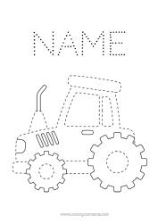 Free colouring Vehicles Children's activities Connecting points Tractor Farm vehicles Farm Easy colouring pages Trace and colour. Farm jobs