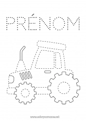 Dessin gratuit Véhicules Activités enfants Points à relier Tracteur Véhicules de la ferme Ferme Coloriages faciles Trace et colorie Métiers de la ferme