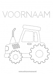 Gratis tekening Voertuigen Activiteiten voor Kinderen Van punt naar punt Tractor Boerderijvoertuigen Boerderij Eenvoudige kleurplaten Trace et colorie Boerderijberoepen