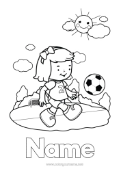 Free colouring Football Sport Girl Intermediate colouring sheets Team sports Women's football Footballer