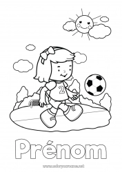 Dessin gratuit Football Sport Fille Coloriages intermédiaires Sports d'équipe Football féminin Footballeur footballeuse