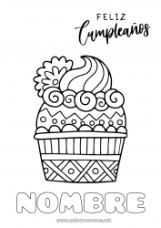 Colorear gratis Tarta Cumpleaños Magdalena Dibujos fáciles para colorear Mensaje de feliz cumpleaños (inglés)