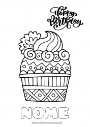 Desenho grátis Bolo Aniversário Cupcake Desenhos para colorir fáceis Feliz aniversário (francês) Mensagem