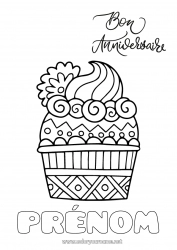 Coloriage gratuit Gâteau Anniversaire Cupcake Coloriages faciles Joyeux anniversaire (français) Message