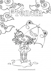 Dessin gratuit Fille Enfant Parapluie Fantastique Coloriages intermédiaires