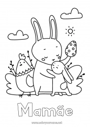 Página de desenho infantil Papai Mamãe Vovó Vovô Galinha Primavera Coelho Animal Ovos de Páscoa Desenhos para colorir fáceis Animais de fazenda Animais da floresta Abraço