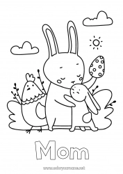 Child coloring page Dad Mum Grandma Grandpa Hen Spring Bunny Animal Easter eggs Easy coloring pages Farm animals Forest animals Hug