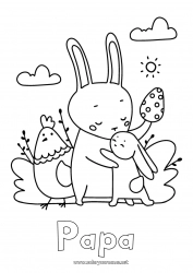 Kinder-Malvorlage Papa Mama Oma Opa Huhn Frühling Hase Tier Ostereier Einfache Ausmalbilder Bauernhoftiere Waldtiere Umarmung