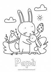 Pagina da colorare per bambini Papà Mamma Nonna Nonno Gallina Primavera Coniglio Animale Uova di Pasqua Disegni da colorare facili Animali da fattoria Animali della foresta Abbraccio
