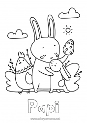 Coloriage enfant Papa Maman Mamie Papi Poule Printemps Lapin Animal Oeufs de Pâques Coloriages faciles Animaux de la ferme Animaux de la forêt