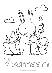 Gratis tekening Papa Mama Oma Opa Kip Lente Konijn Dier Paaseieren Eenvoudige kleurplaten Boerderijdieren Bosdieren Knuffelmoment